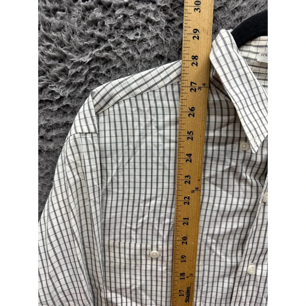 Yves Saint Laurent YSL Check Long-Sleeve Button-Up Shirt Off-White Mens Size L